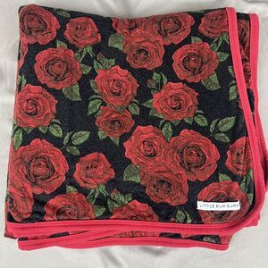 LITTLE BUM BUMS LBB BUMS N' ROSES BLANKET BUMBUMS DOUBLE SIDED CRIB 50x50 RARE